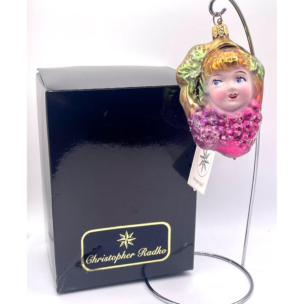 1994 Christopher Radko Bordeaux Girl and Grapes 3.5" Ornament 94-901-0